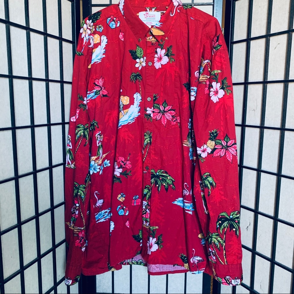 Hawaii Hangover tropical santa button up 3XL